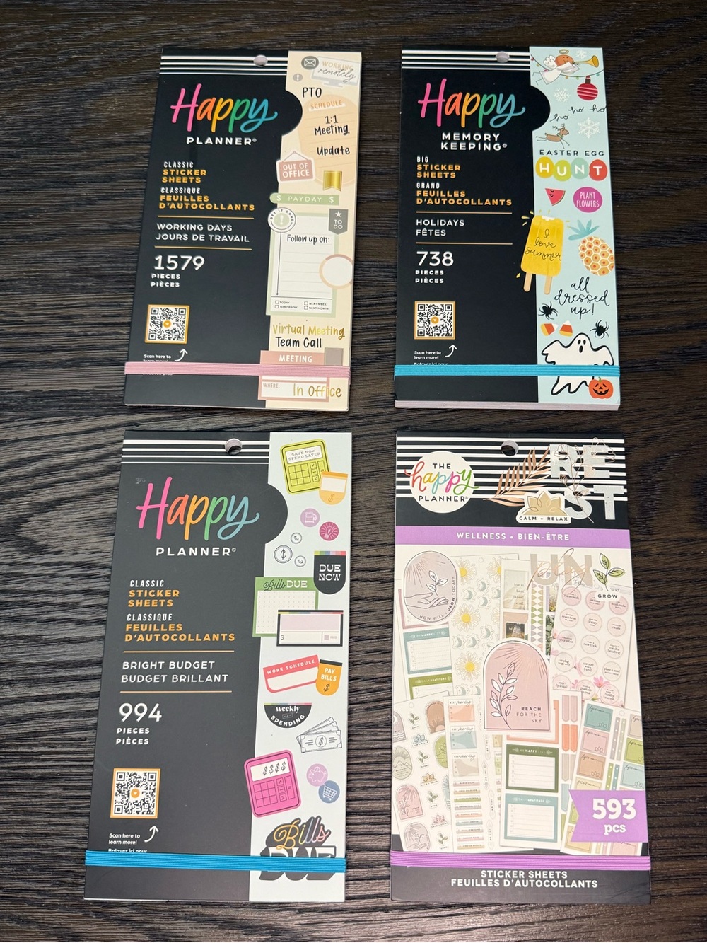 Happy Planner Sticker Packs - Black, Pink, Blue, Purple Accents
